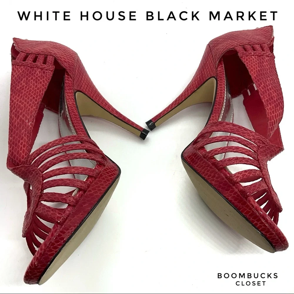 White House Black Market Coral Snake Skin Scrappy Peep Toe Pump